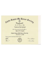 Alpha Kappa Mu Certificate