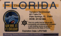 Terrence Narinesingh Florida Boating Safety ID Card