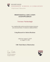 Harvard University Certificate 2019 – Using Research to Inform Decisions