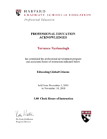 5 Harvard University Certificate_2018_Dr Terrence Narinesingh_Educating Global Citizens